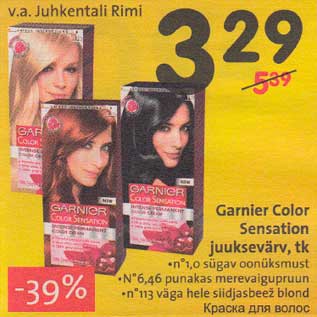 Allahindlus - Garnier Color Sensation juuksevärv, tk