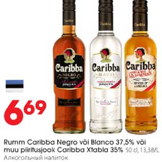 Allahindlus - Pumm Caribba Negro või Blanco 37,5% või muu piiritusjook Caribba Xtabla 35%