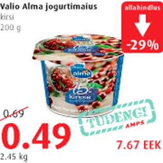 Allahindlus - Valio Alma jogurtimaius
