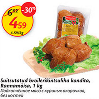 Скидка - Подкопченое мясо с куриных окорочков, без костей