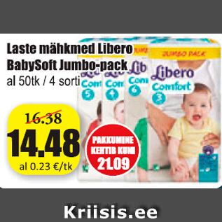 Allahindlus - Laste mähkmed Libero BabySoft Jumbo-pack