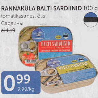 Allahindlus - RANNAKÜLA BALTI SARDIINID 100 g