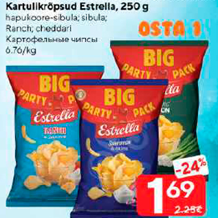 Allahindlus - Kartulikrõpsud Estrella, 250 g