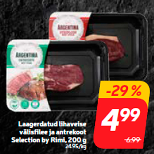 Allahindlus - Laagerdatud lihaveise välisfilee ja antrekoot Selection by Rimi, 200 g