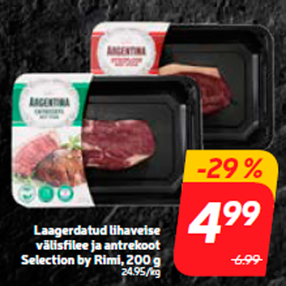 Allahindlus - Laagerdatud lihaveise välisfilee ja antrekoot Selection by Rimi, 200 g