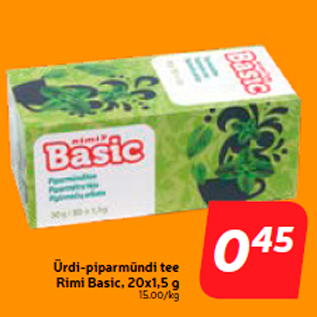 Allahindlus - Ürdi-piparmündi tee Rimi Basic, 20x1,5 g