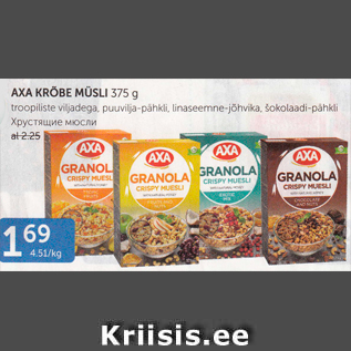 Allahindlus - AXA KRÕBE MÜSLI 375 G