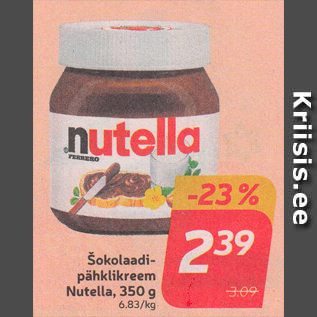 Allahindlus - Šokolaadi-pähklikreem Nutella, 350 g
