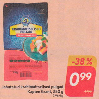 Allahindlus - Jahutatud krabimaitselised pulgad Kapten Grant, 250 g