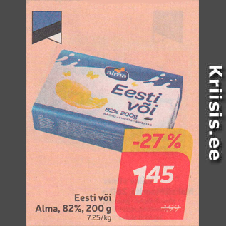 Allahindlus - Eesti või Alma, 82%, 200 g