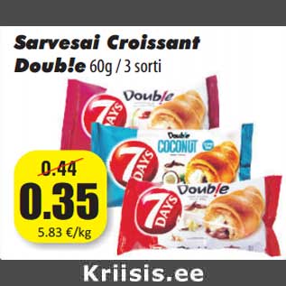 Allahindlus - Sarvesai Croissant Doub!e 60g / 3 sorti