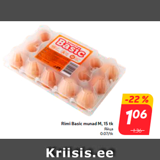 Allahindlus - Rimi Basic munad M, 15 tk