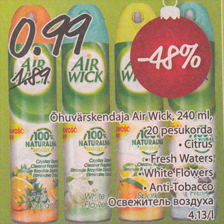 Allahindlus - Õhuvärskendaja Air Wick, 240 ml, 20 pesukorda