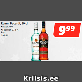 Allahindlus - Rumm Bacardi, 50 cl