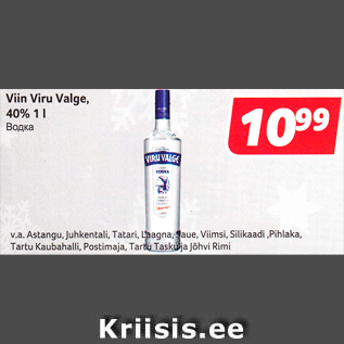 Allahindlus - Viin Viru Valge, 40%, 1 l