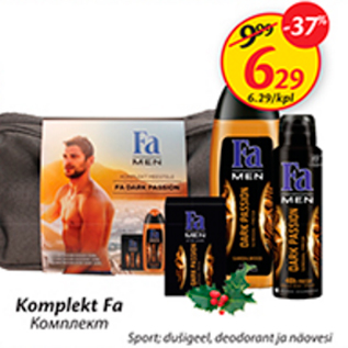 Allahindlus - Komplekt Fa: Sport, dušigeel, deodorant ja näovesi