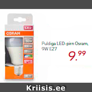 Allahindlus - Puldiga LED-pirn Osram, 9W E27