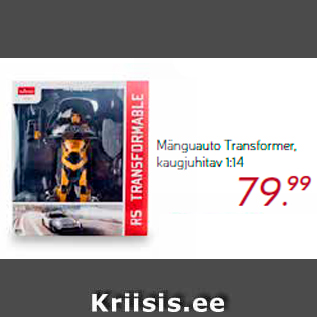 Allahindlus - Mänguauto Transformer, kaugjuhitav 1:14