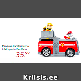 Allahindlus - Mänguasi transformeeruv tuletõrjeauto Paw Patrol