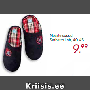 Allahindlus - Meeste sussid Sorbetto Loft, 40-45