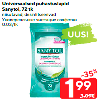 Allahindlus - Universaalsed puhastuslapid Sanytol, 72 tk