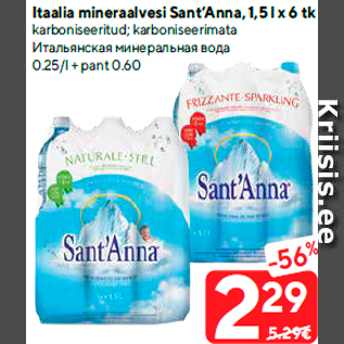 Allahindlus - Itaalia mineraalvesi Sant’Anna, 1,5 l x 6 tk