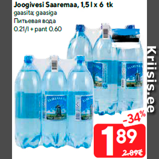 Allahindlus - Joogivesi Saaremaa, 1,5 l x 6 tk