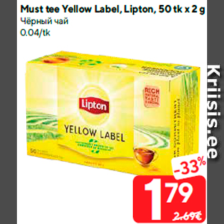 Allahindlus - Must tee Yellow Label, Lipton, 50 tk x 2 g