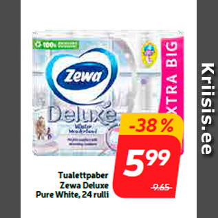 Allahindlus - Tualettpaber Zewa Deluxe Pure White, 24 rulli