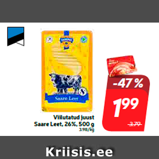 Allahindlus - Viilutatud juust Saare Leet, 26%, 500 g