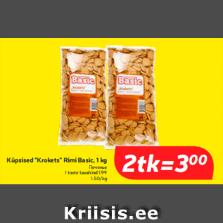 Allahindlus - Küpsised "Krokets" Rimi Basic, 1 kg