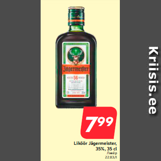 Allahindlus - Liköör Jägermeister, 35%, 35 cl