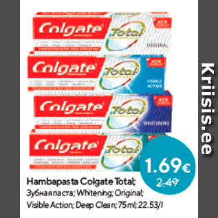 Allahindlus - Hambapasta Colgate Total;