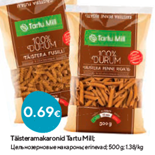 Allahindlus - Täisteramakaronid Tartu Mill