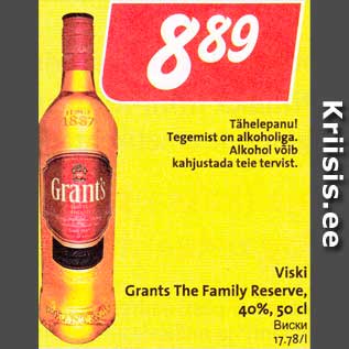 Allahindlus - Viski Grants The Family Reserve,