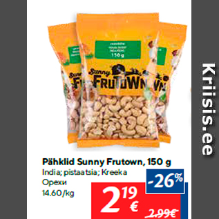 Allahindlus - Pähklid Sunny Frutown, 150 g