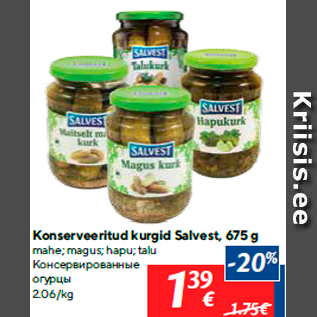 Allahindlus - Konserveeritud kurgid Salvest, 675 g