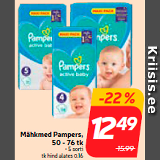 Allahindlus - Mähkmed Pampers, 50 - 76 tk