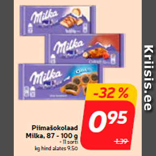 Allahindlus - Piimašokolaad Milka, 87 - 100 g