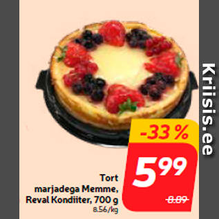 Allahindlus - Tort marjadega Memme, Reval Kondiiter, 700 g