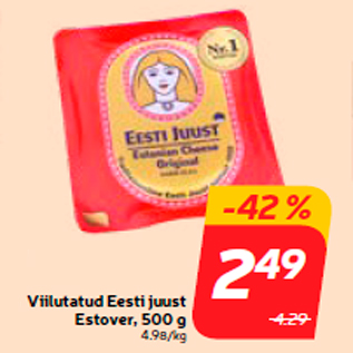 Allahindlus - Viilutatud Eesti juust Estover, 500 g