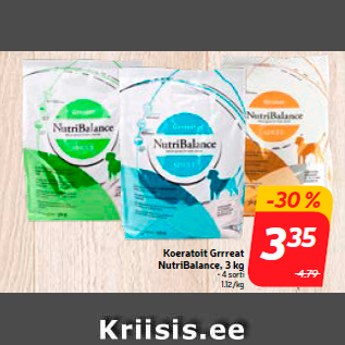 Allahindlus - Koeratoit Grrreat NutriBalance, 3 kg