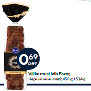 Allahindlus - Väike must leib Fazer; 450 g