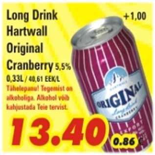 Allahindlus - Long Drink Hartwall Original Cranberry