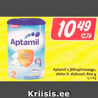 Allahindlus - Aptamil 2 jätkupiimasegu, alates 6. elukuust, 800 g