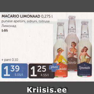 Allahindlus - MACARIO LIMONAAD 0,275 L