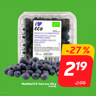 Allahindlus - Mustikad ICA i love eco, 125 g