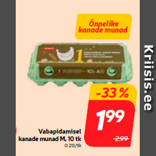 Allahindlus - Vabapidamisel kanade munad M, 10 tk