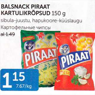 Allahindlus - BALSNACK PIRAAT KARTULIKRÕPSUD 150 G