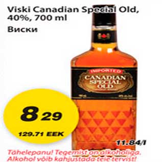 Allahindlus - Viski Canadian Special Old